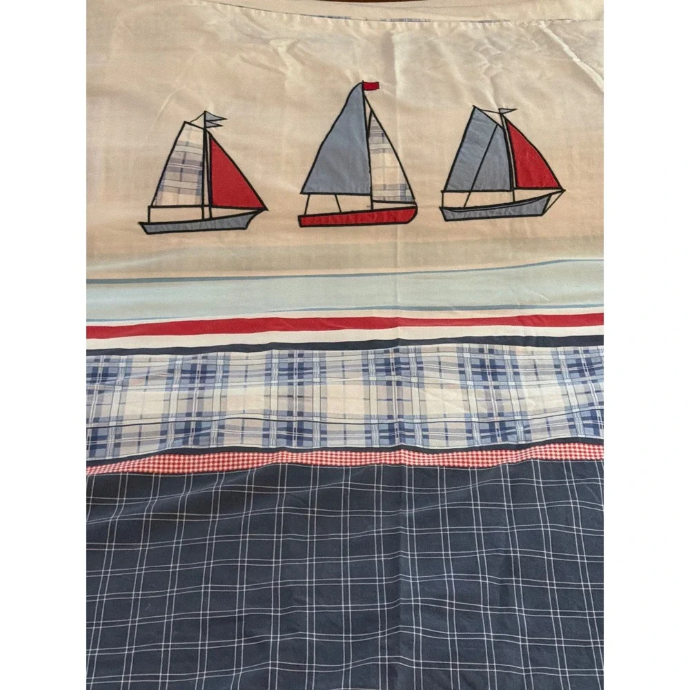 Dunelm Mill Nautical Sailboat Plaid Single Duvet Cover Blue Reversible Bedding